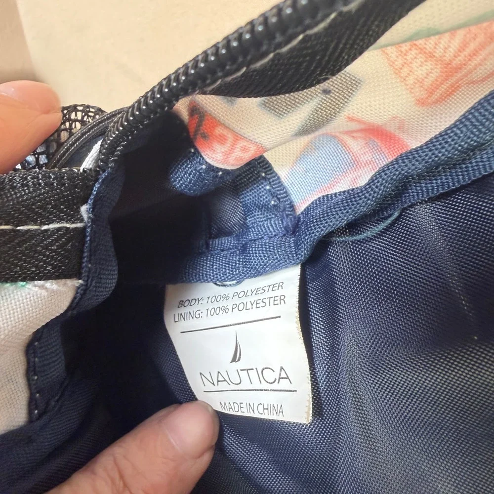 Nautica 1983 Sailboat Print Backpack White Blue Red Nautical School Travel Bag